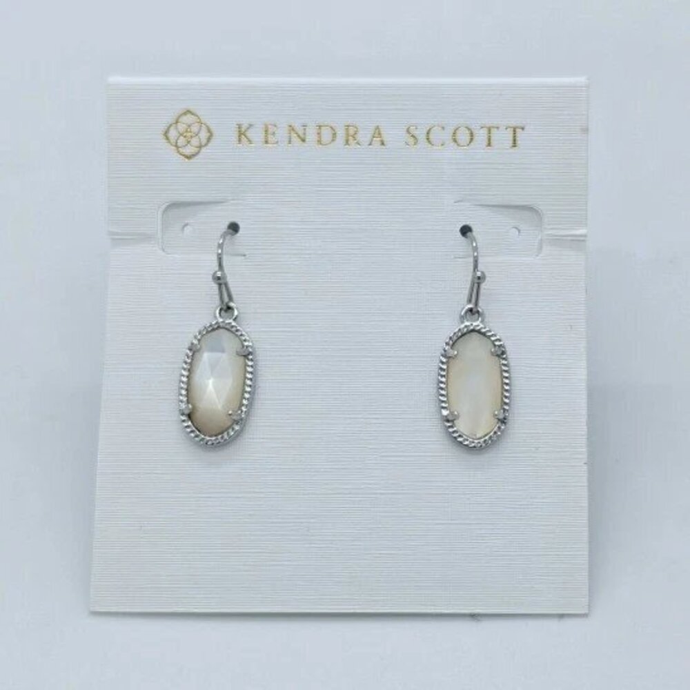 Kendra Scott Lee Silver Drop Earrings In Ivory Shell